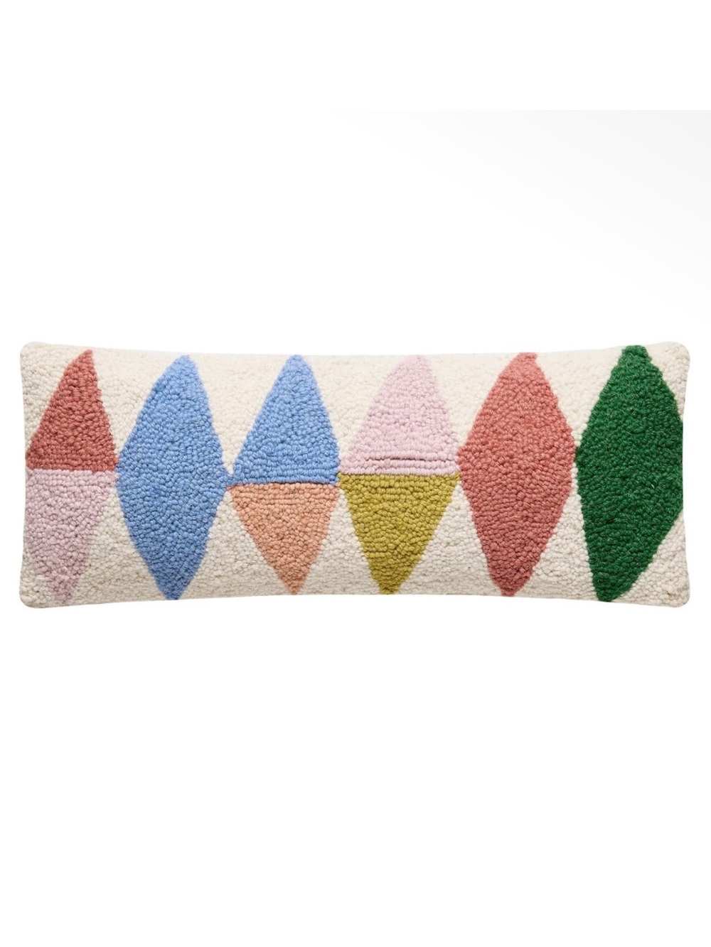 Multicolor Geometric Wool Hooked Pillow